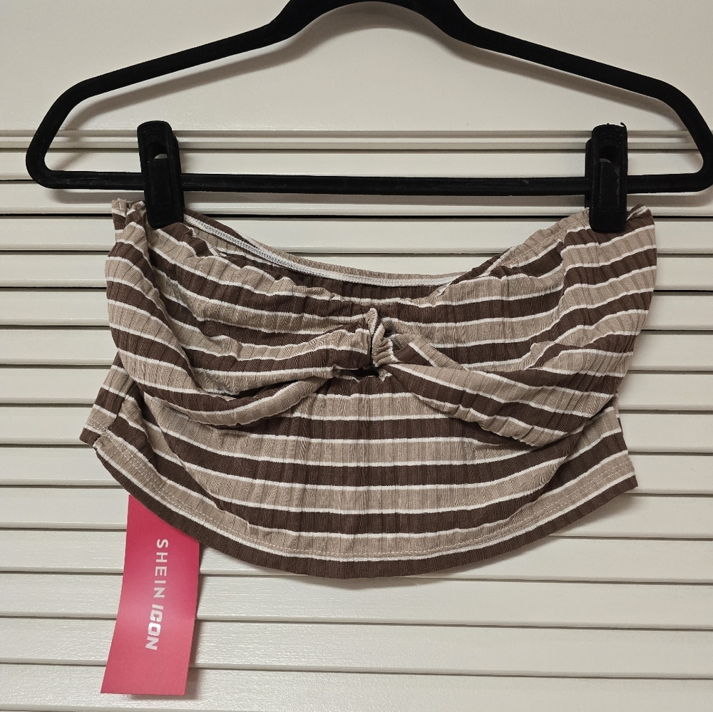 SHEIN - (NWT) (Plus-Size) Ribbed Sleeveless Stripe Bandeau Crop Top